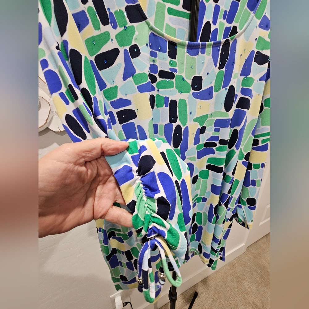 NWT Allison Daley Multicolor Geometric Long Sleeve Top 1X - Picture 4 of 7